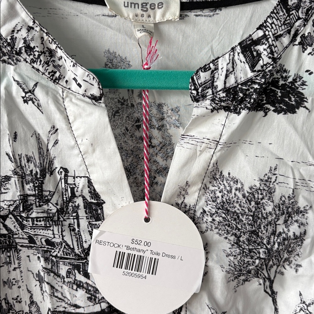 NWT Umgee Black and White Toile Print Midi Dress - Picture 3 of 5